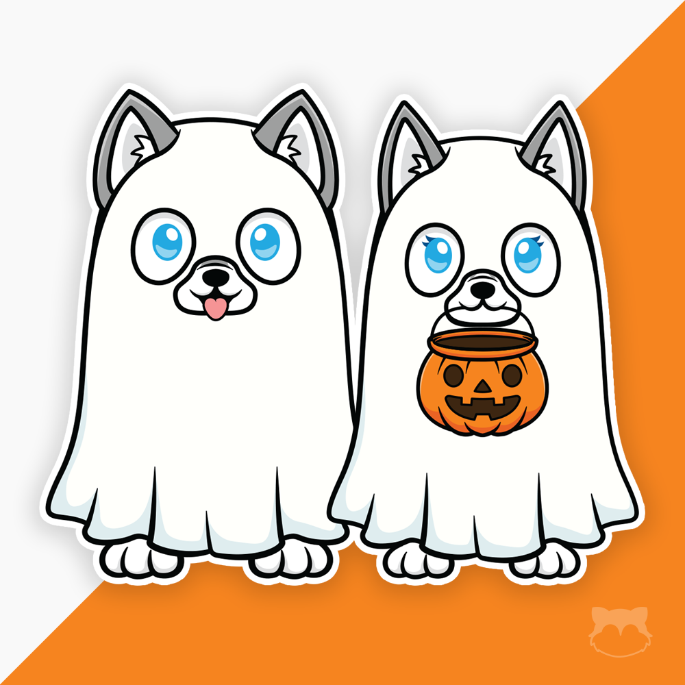 Kiska and Koda Ghosties Halloween Stickers