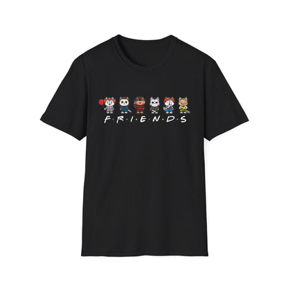 Friends: Horror-Inspired Dog Characters T-Shirt - Black