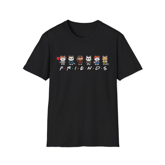 Friends: Horror-Inspired Dog Characters T-Shirt - Black