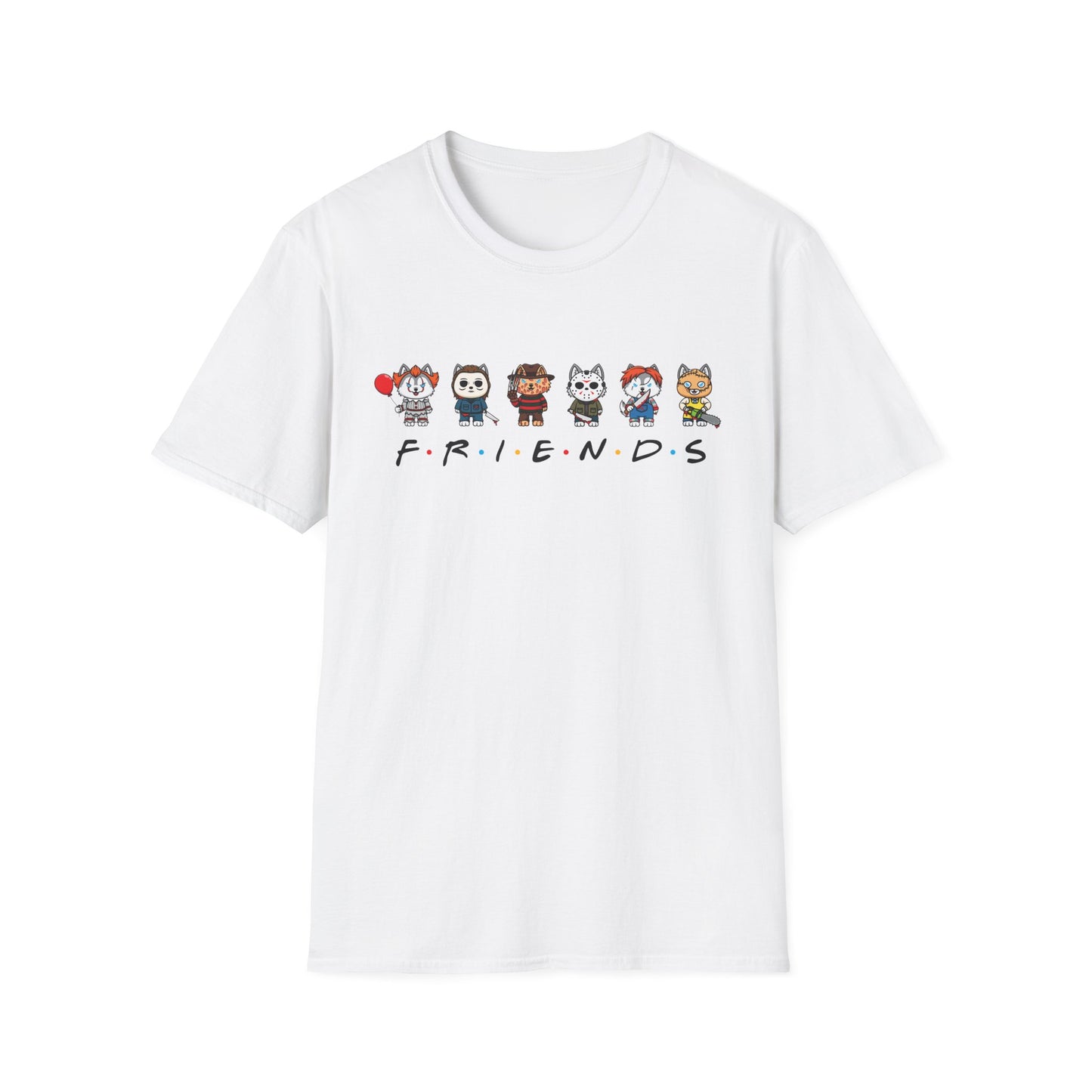 Friends: Horror-Inspired Dog Characters T-Shirt - White