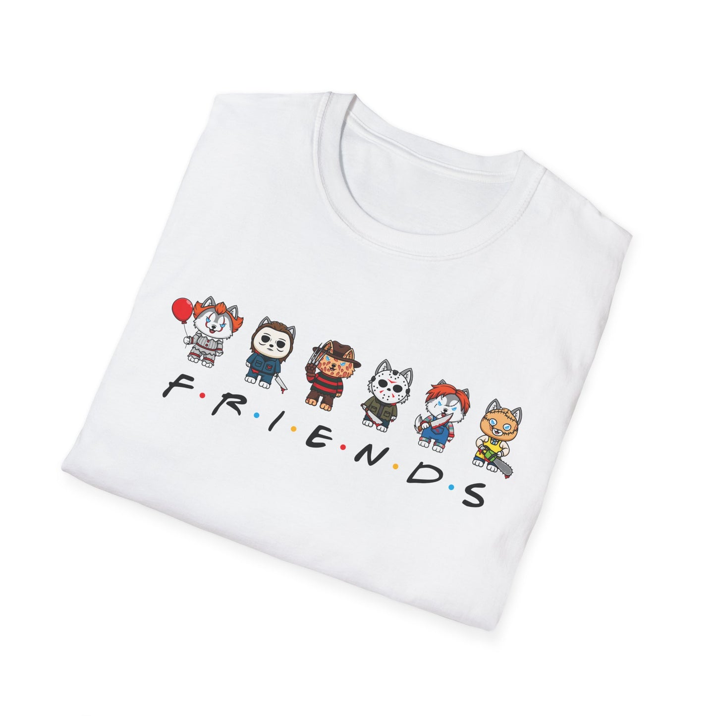 Friends: Horror-Inspired Dog Characters T-Shirt - White