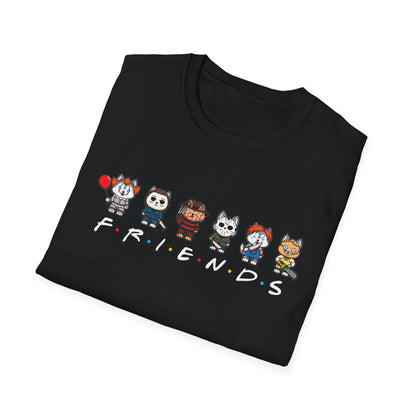 Friends: Horror-Inspired Dog Characters T-Shirt - Black