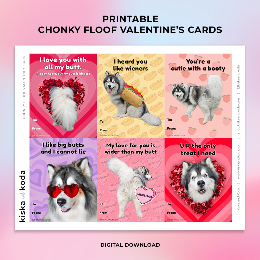 Printable Chonky Floof Valentine's Day Cards