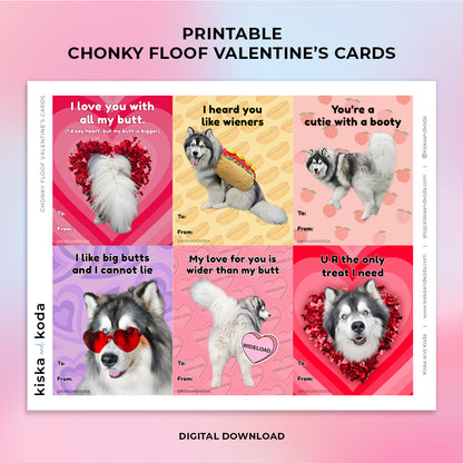 Printable Chonky Floof Valentine's Day Cards