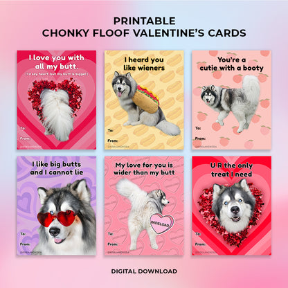 Printable Chonky Floof Valentine's Day Cards
