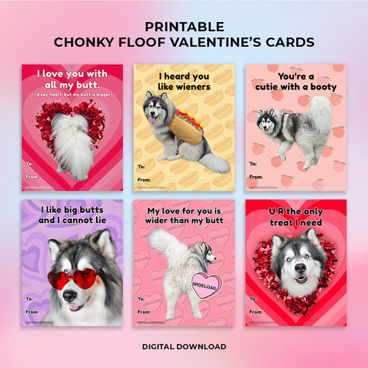 Printable Chonky Floof Valentine's Day Cards