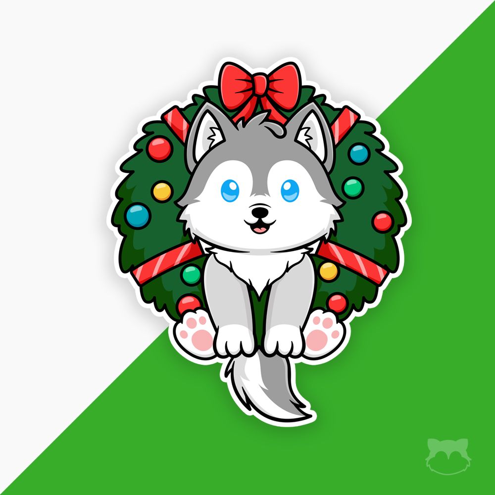 Feliz Naughty Dog Wreath Sticker