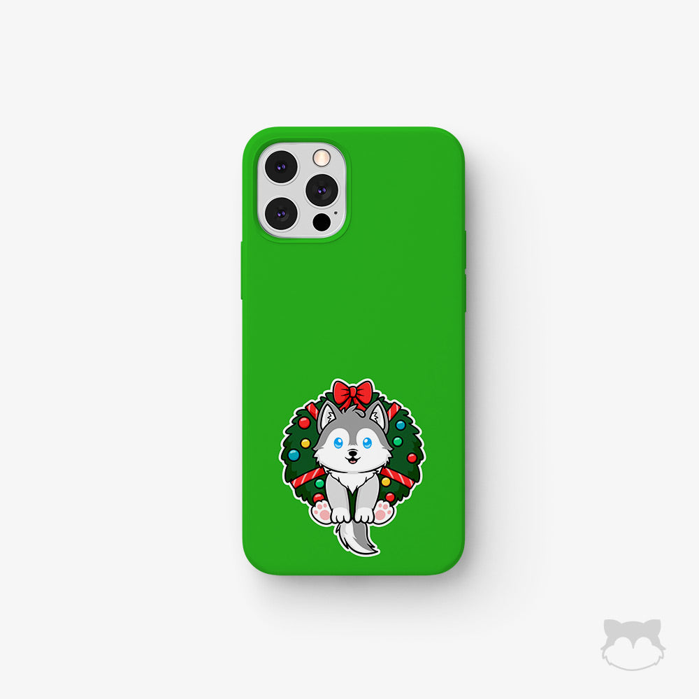 Feliz Naughty Dog Wreath Sticker