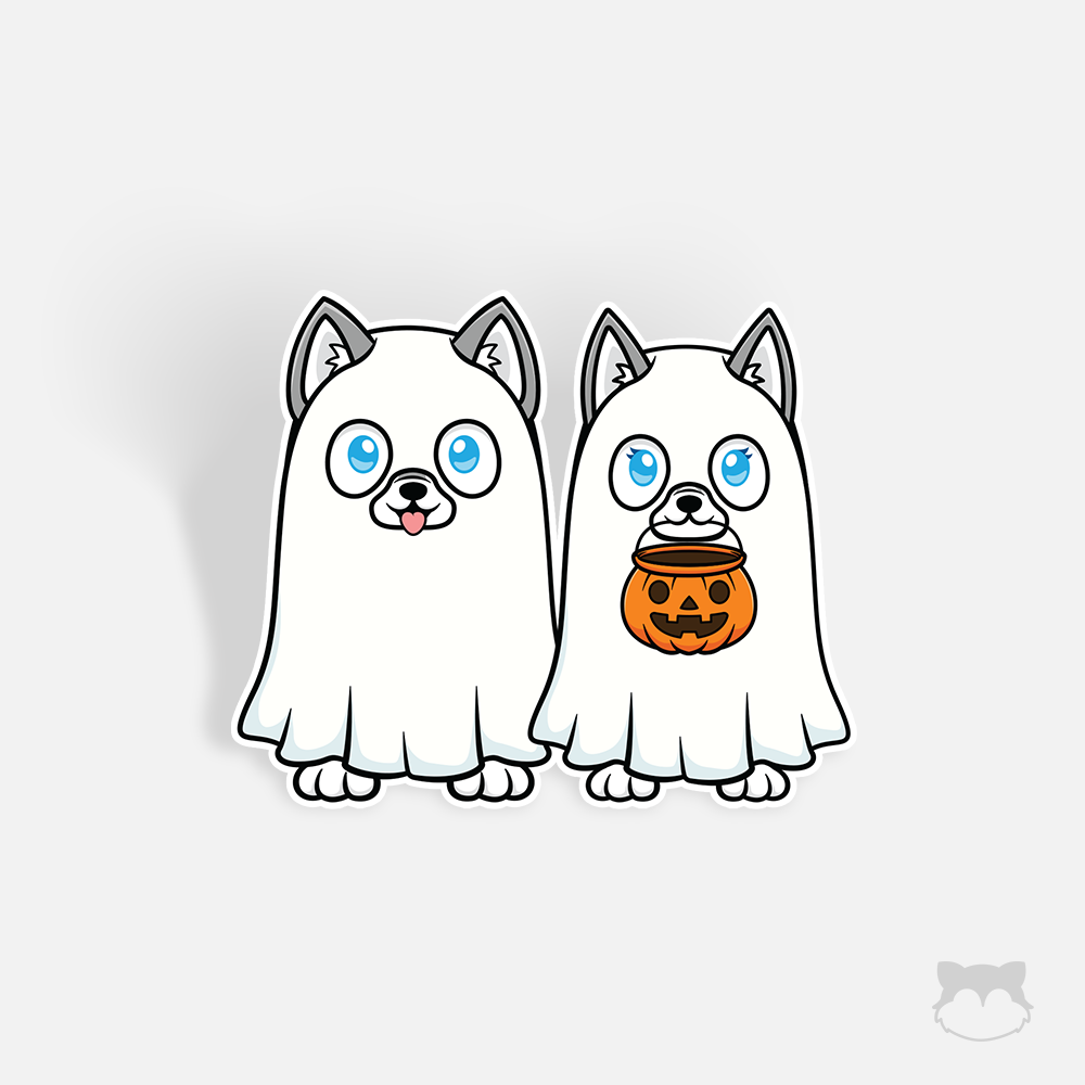 Kiska and Koda Ghosties Halloween Stickers