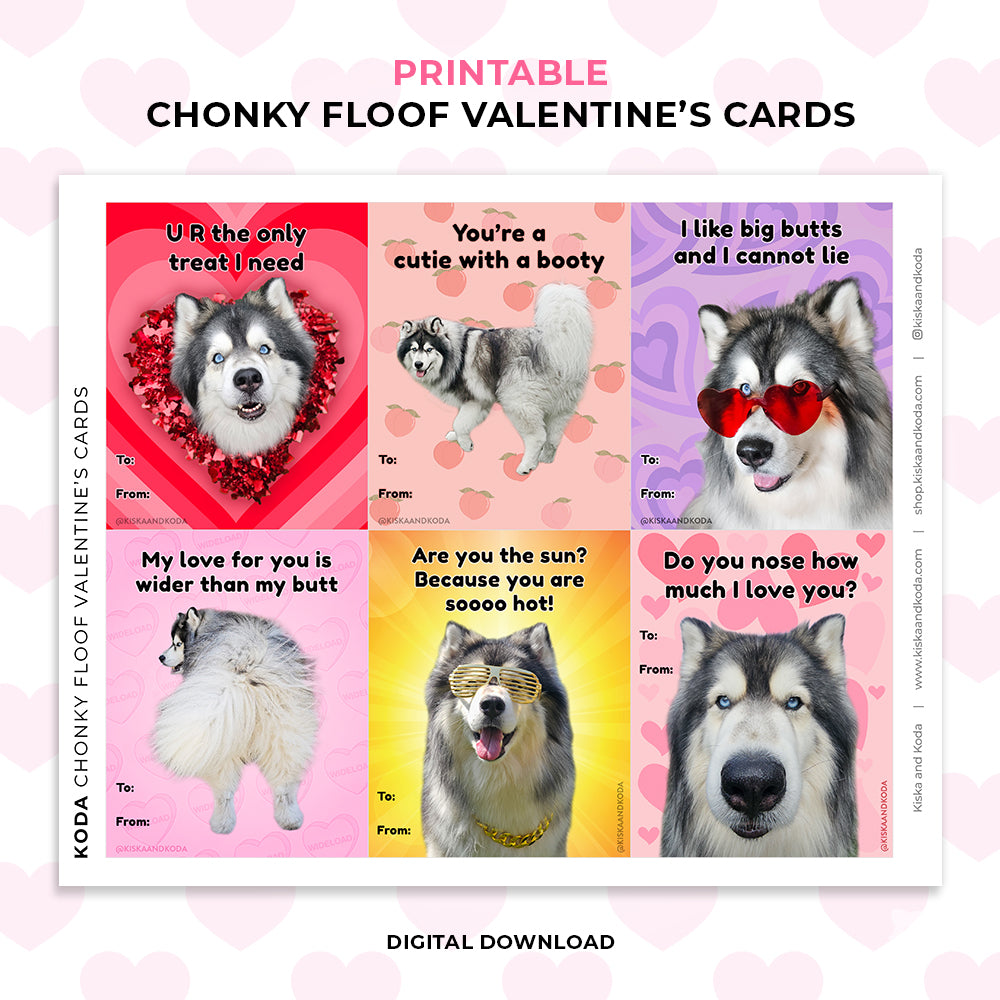 Chonky Floof Valentine's Day Cards - Printable
