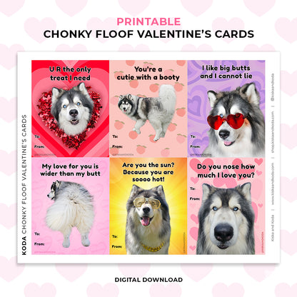 Chonky Floof Valentine's Day Cards - Printable