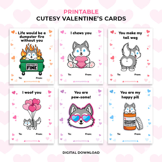 Cutesy Valentine's Day Cards - Printable
