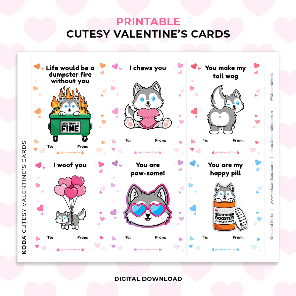 Cutesy Valentine's Day Cards - Printable