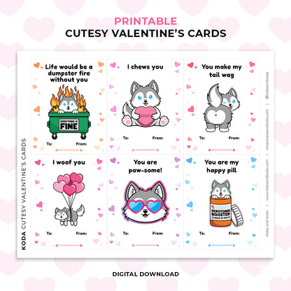 Cutesy Valentine's Day Cards - Printable