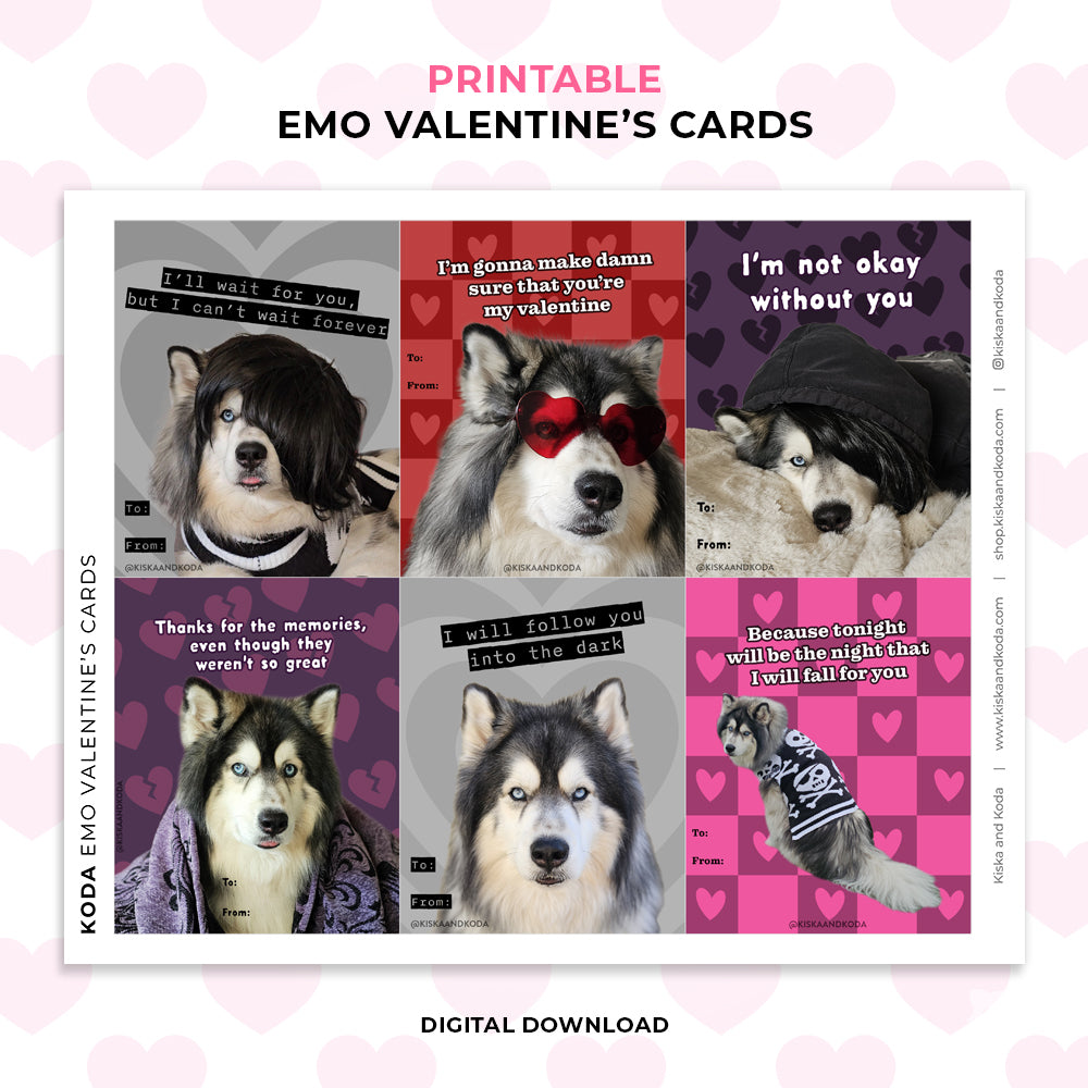 Emo Valentine's Day Cards - Printable