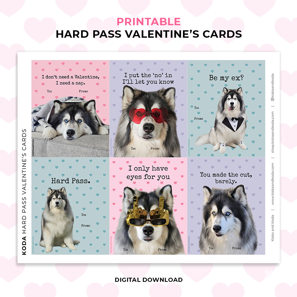 Hard Pass Valentine's Day Cards - Printable