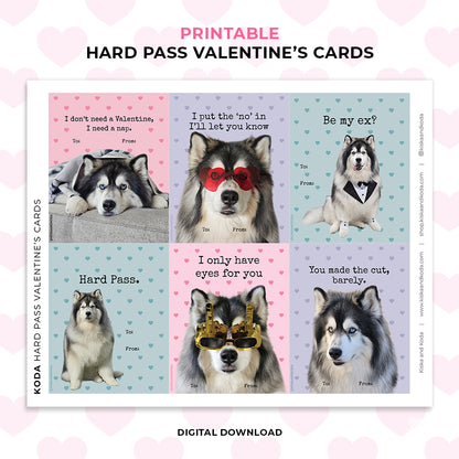 Hard Pass Valentine's Day Cards - Printable