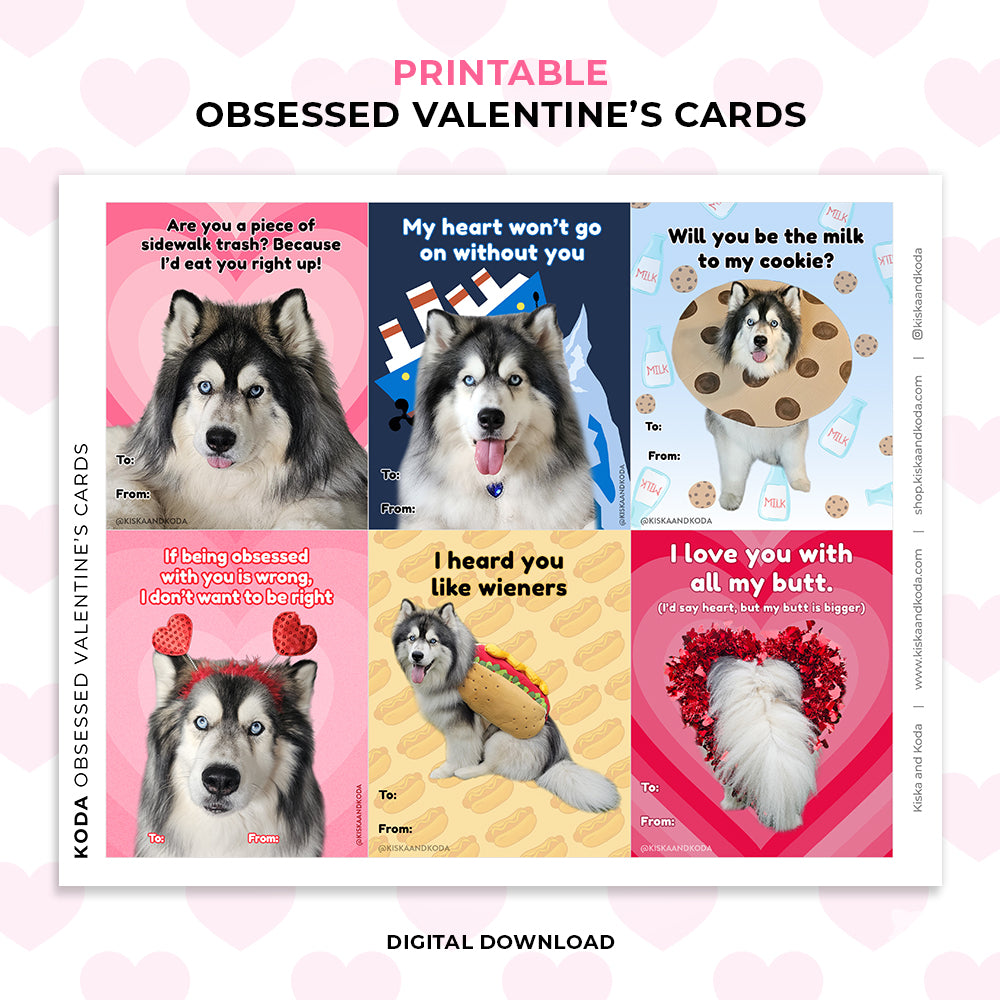 Obsessed Valentine's Day Cards - Printable