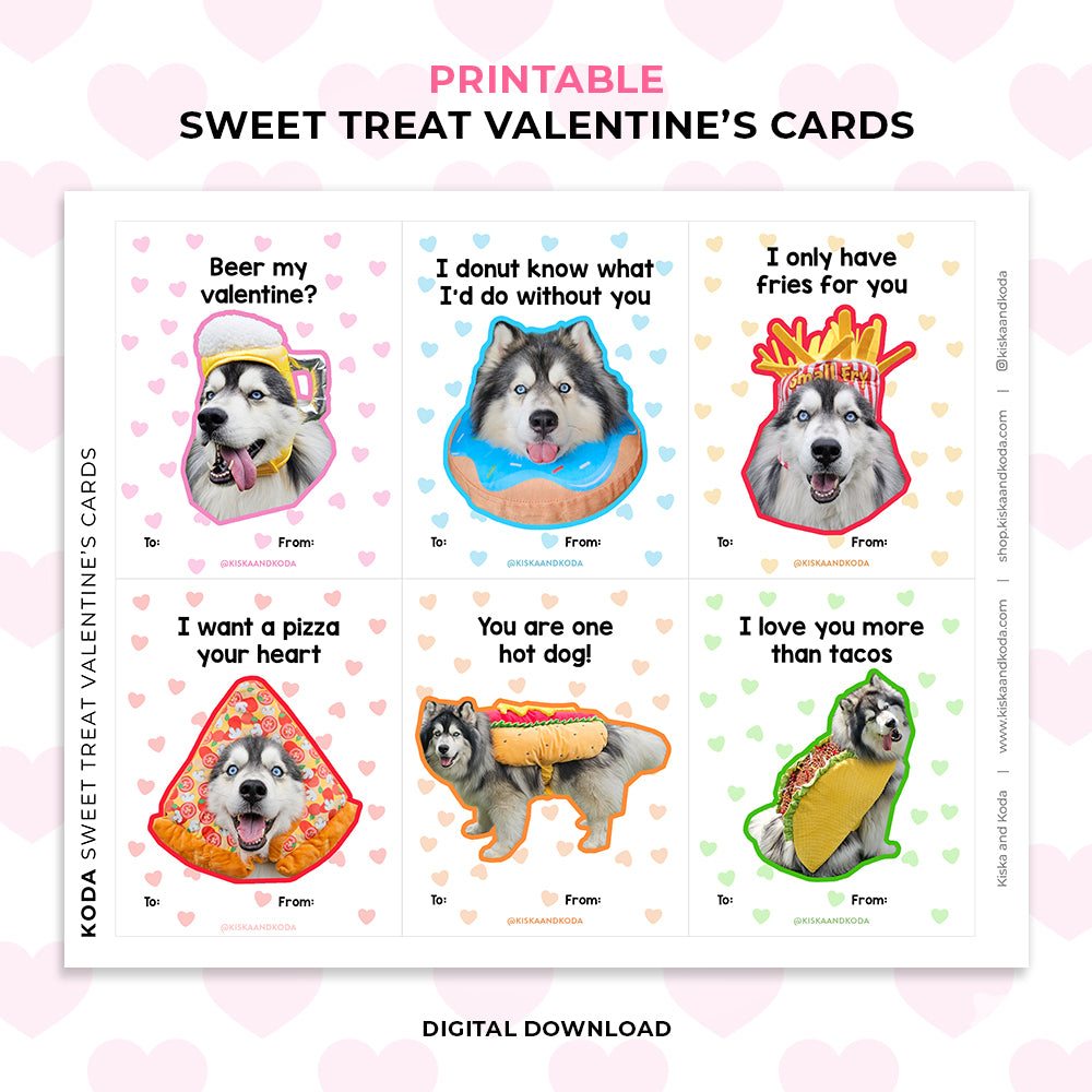 Sweet Treat Valentine's Day Cards - Printable